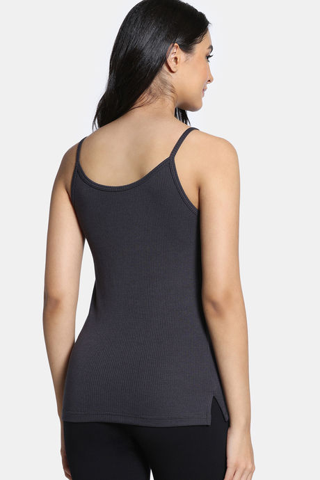 Zivame Knit Poly Thermal Spaghetti Top - Neutral Gray — image 3